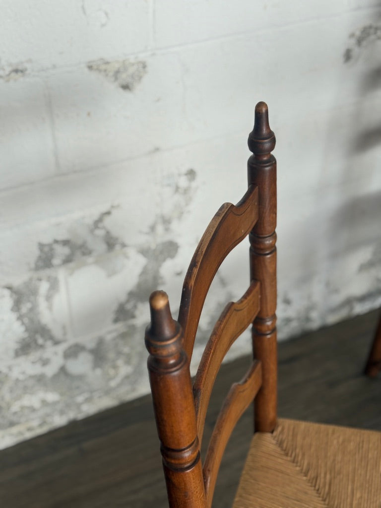 Antique Ladderback Chairs with Rush Seats