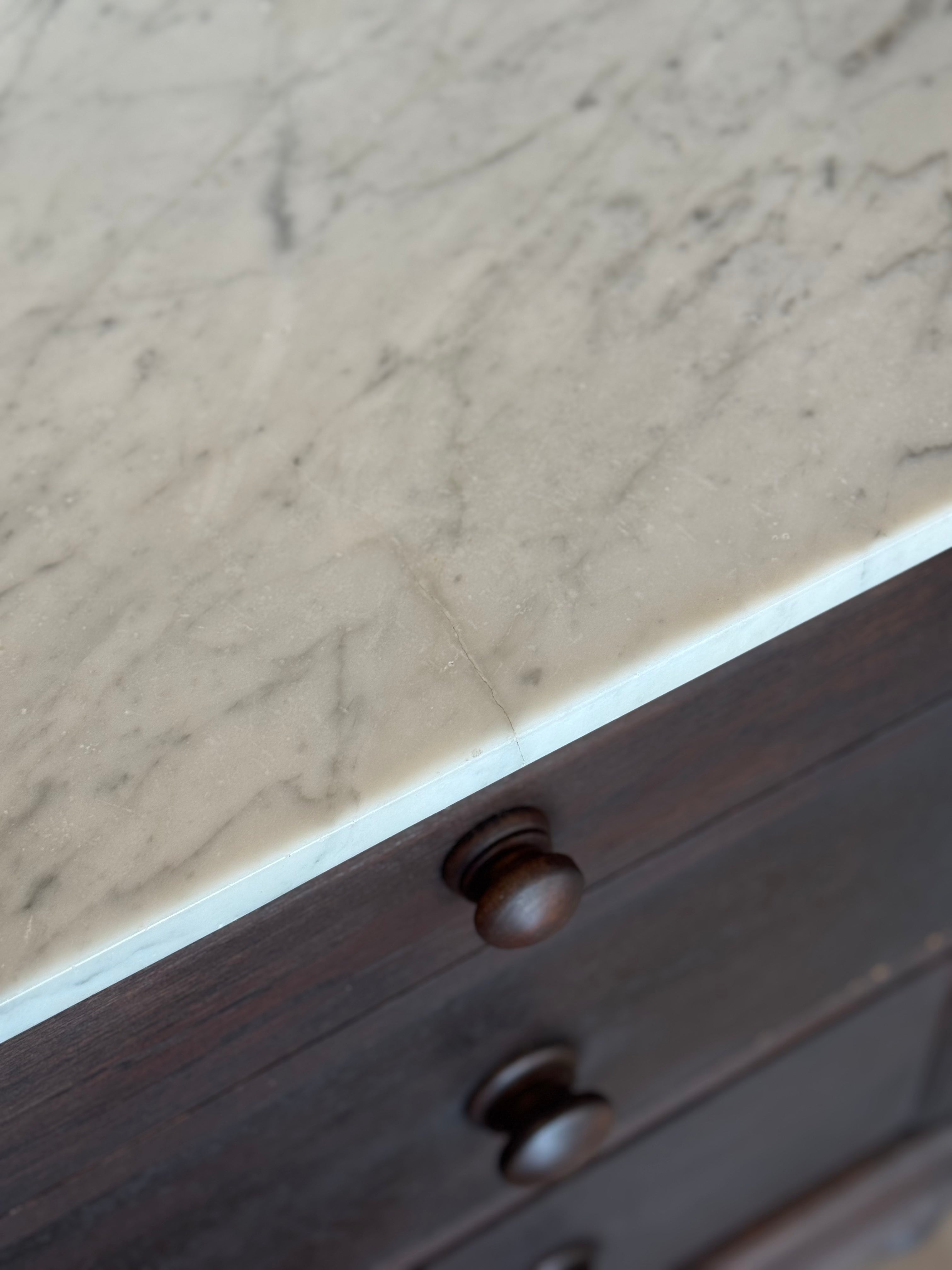 Antique Wood Dresser with Marble Top