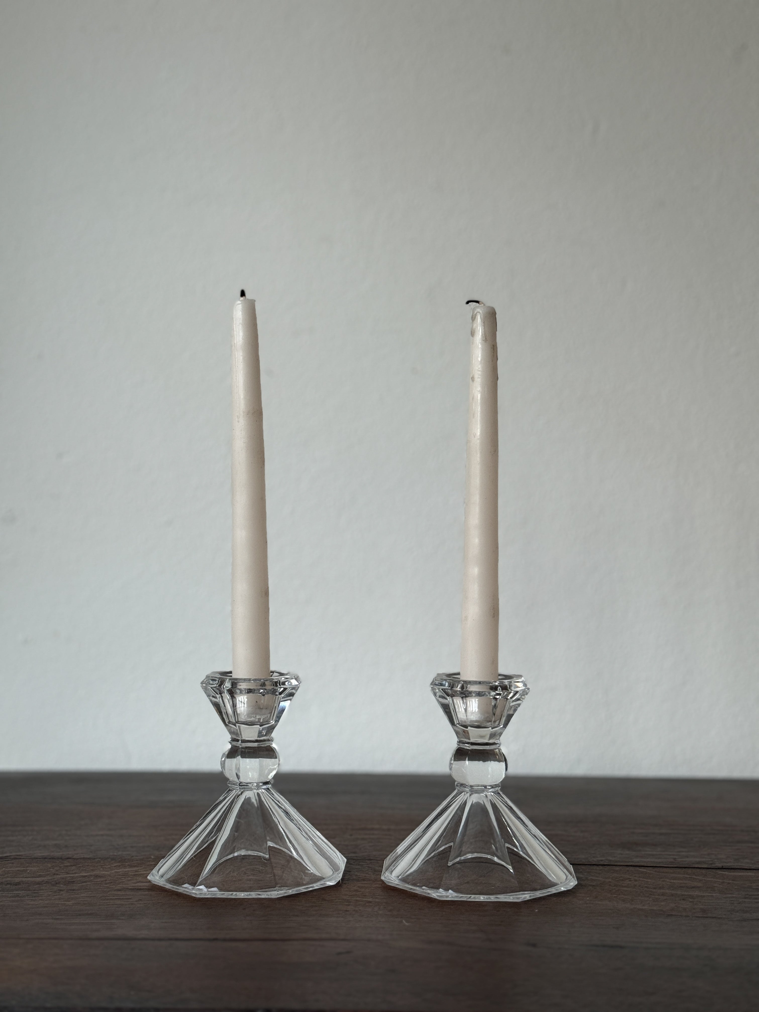 Vintage Crystal Reversible Candle Holders (set)