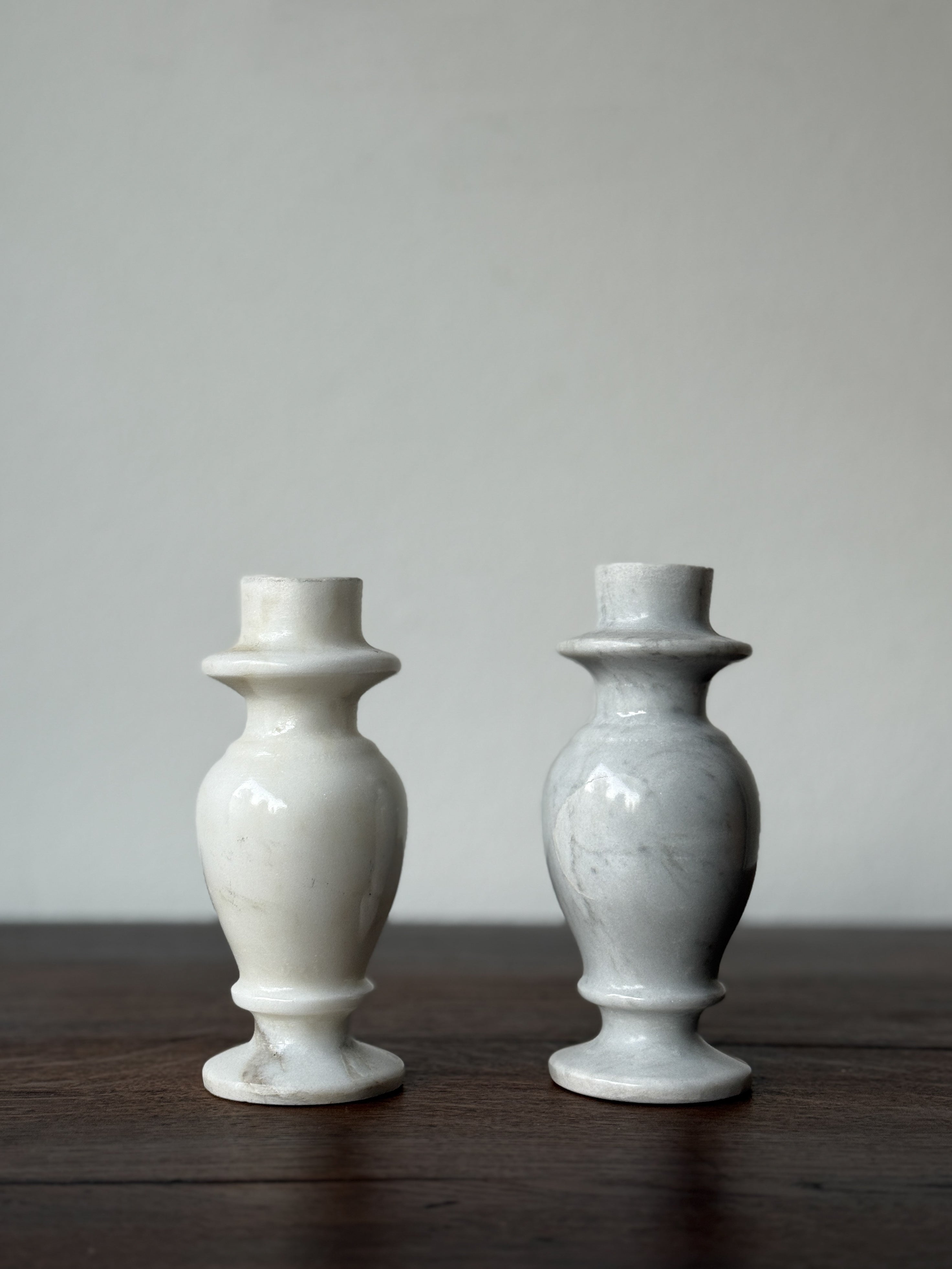 Vintage Marble Pillar Candle Holders (set)