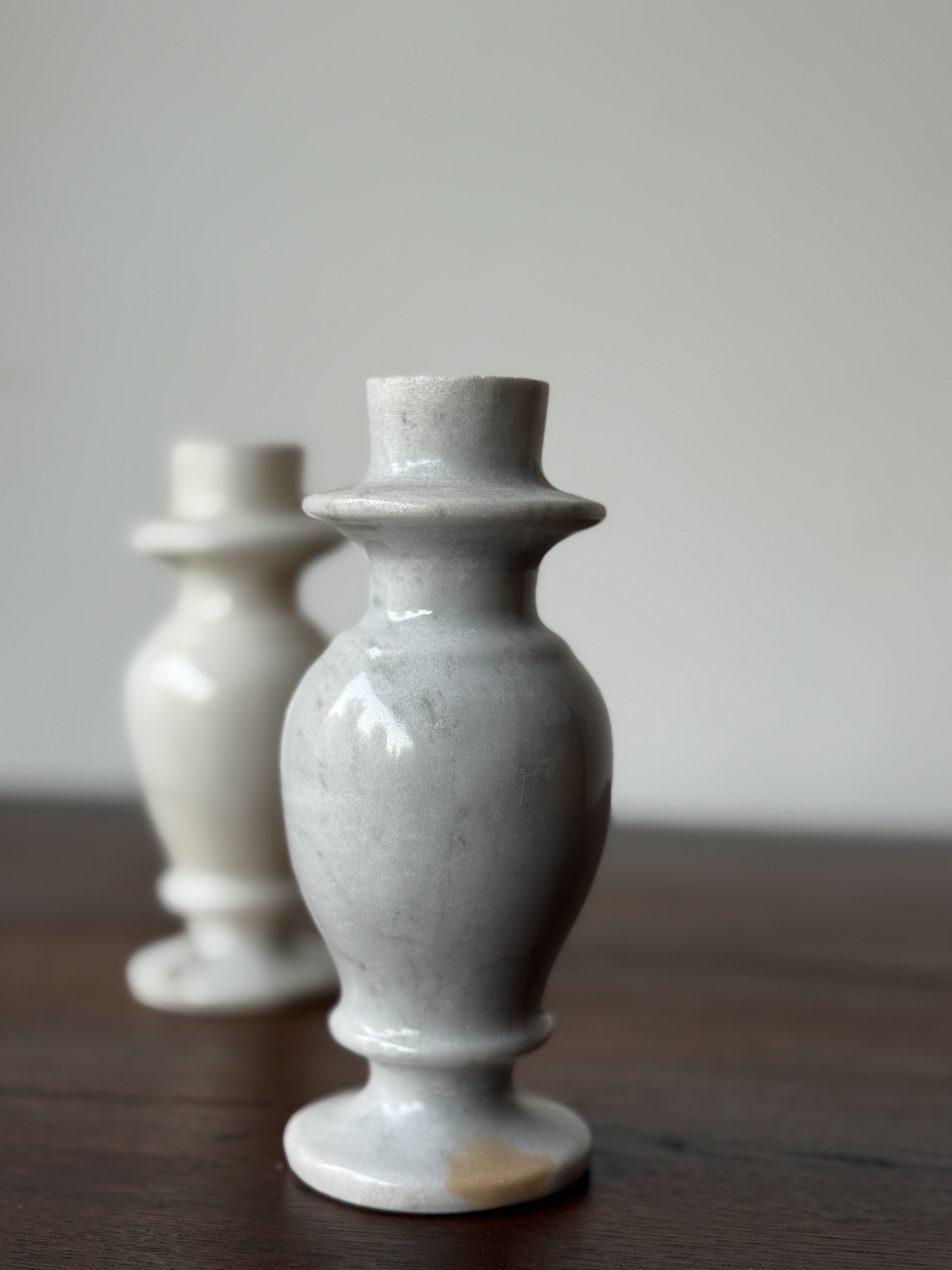Vintage Marble Pillar Candle Holders (set)