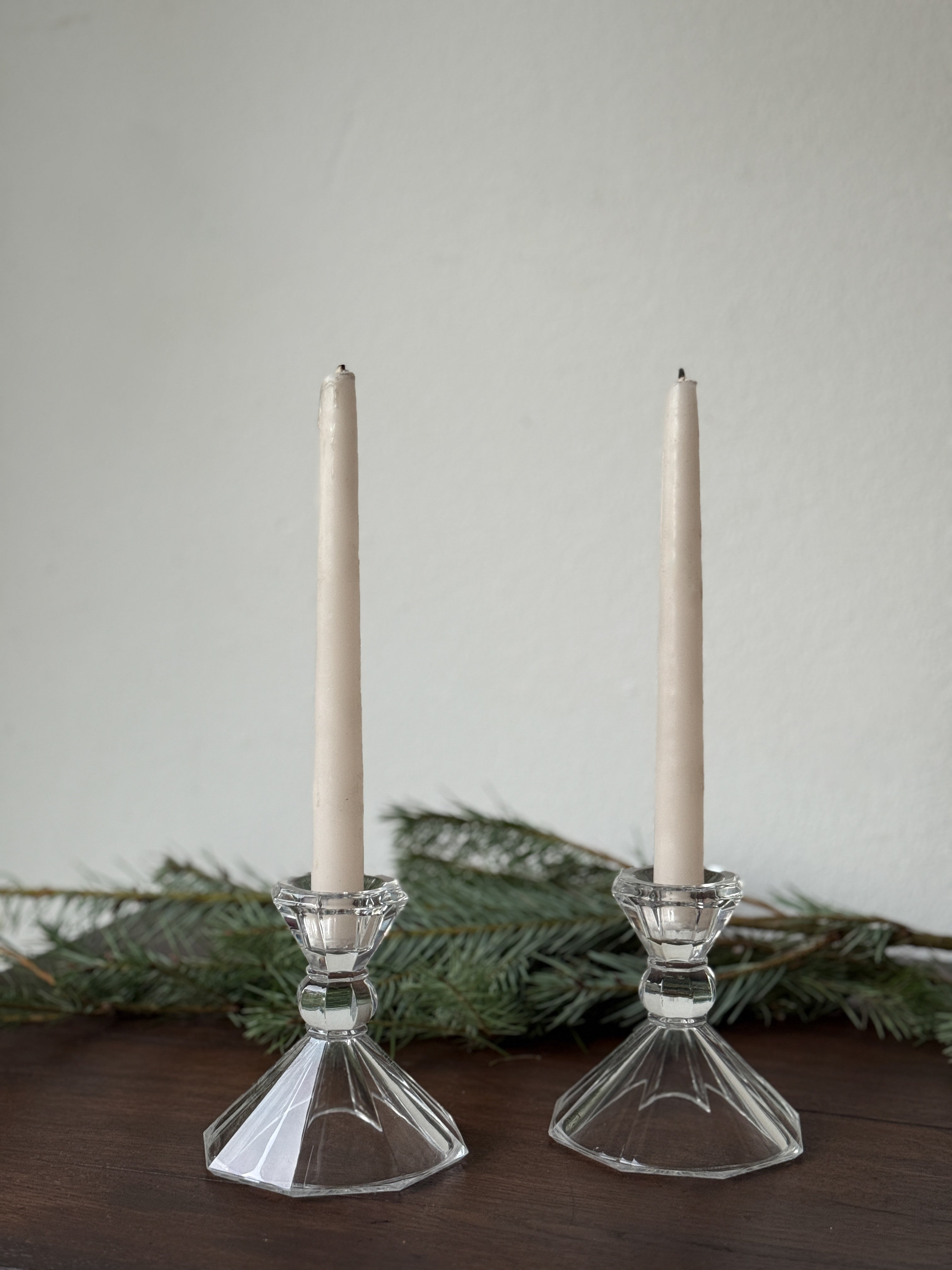 Vintage Crystal Reversible Candle Holders (set)