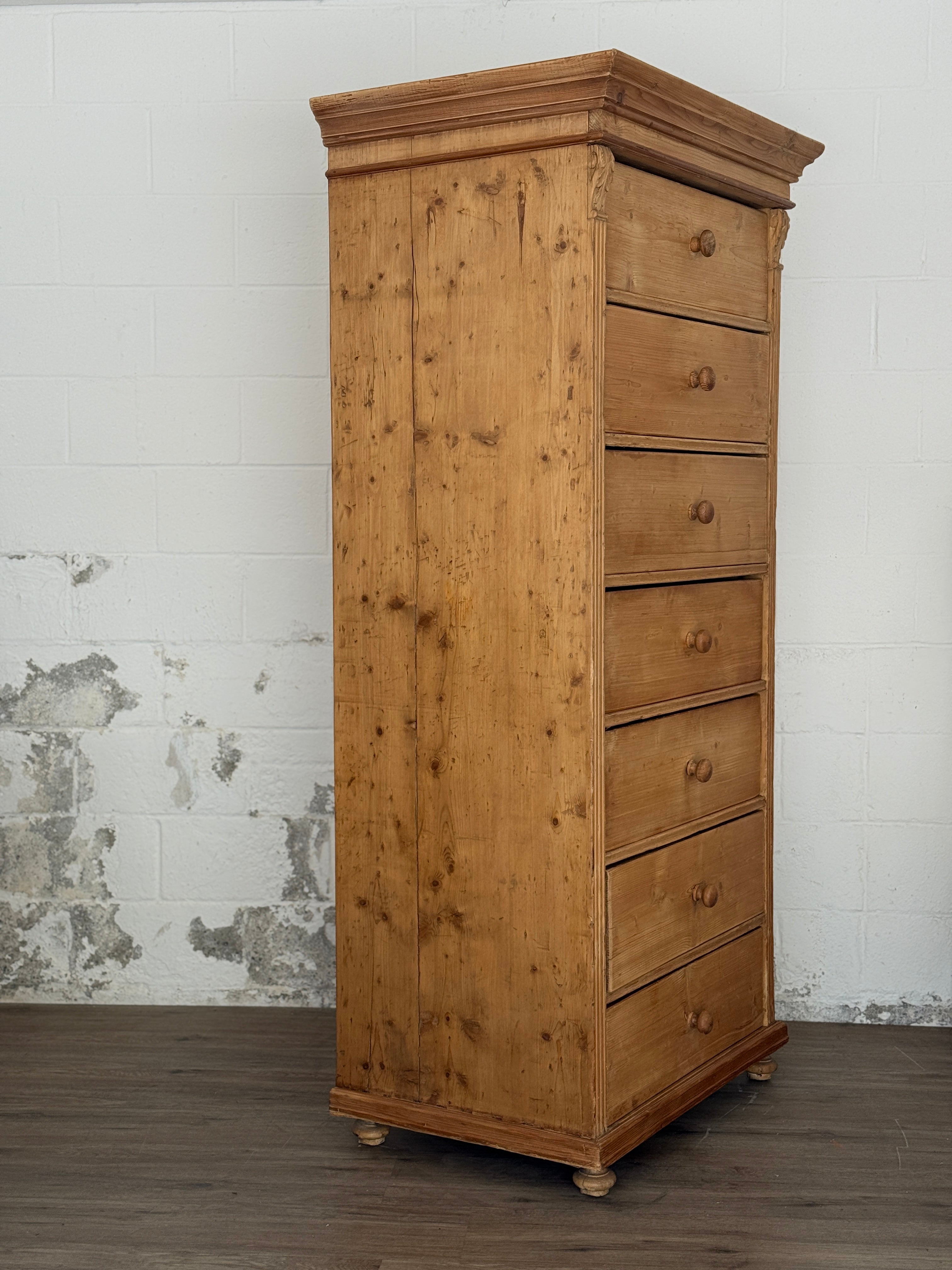 Large Antique Pine Chest of Drawers