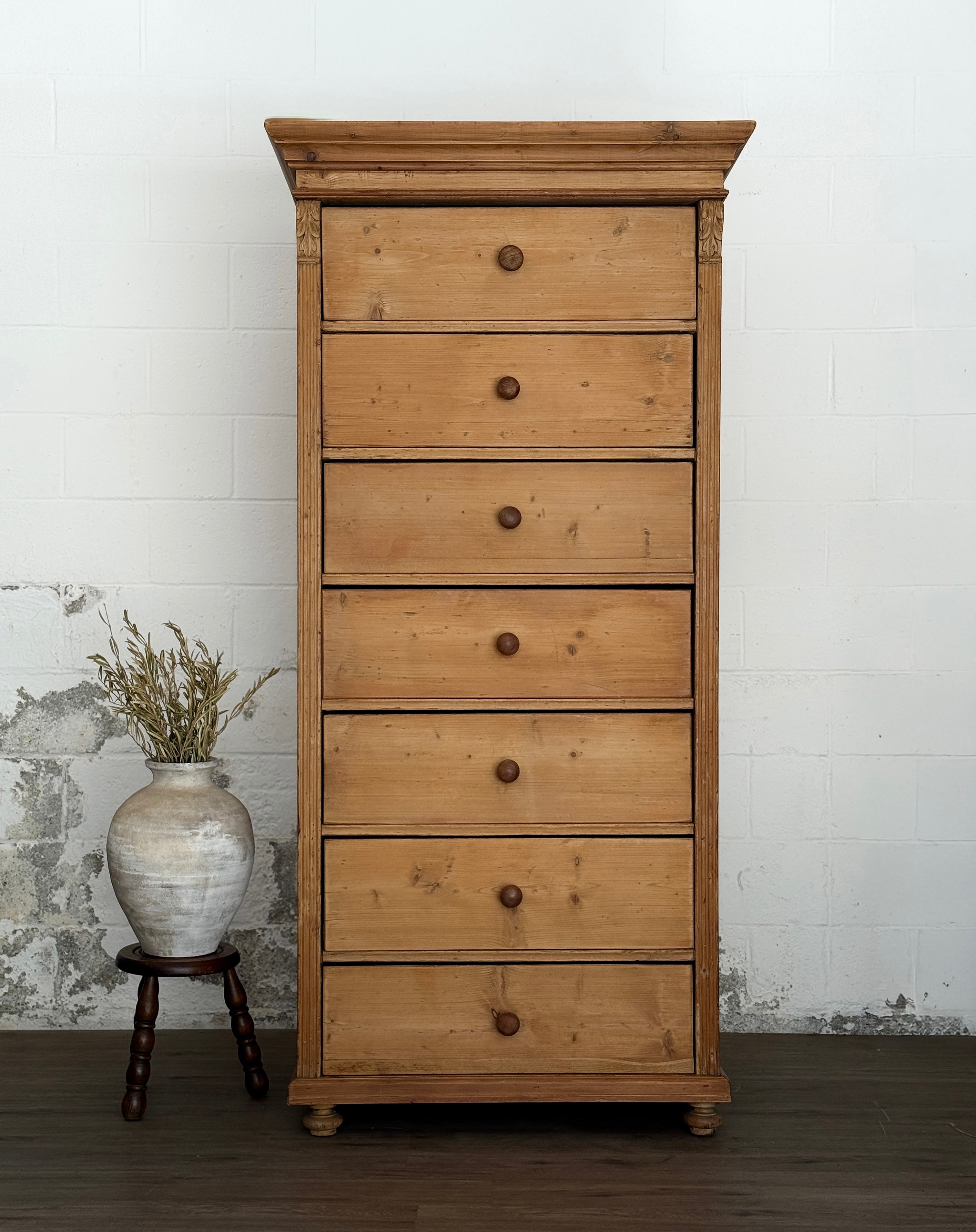 Large Antique Pine Chest of Drawers