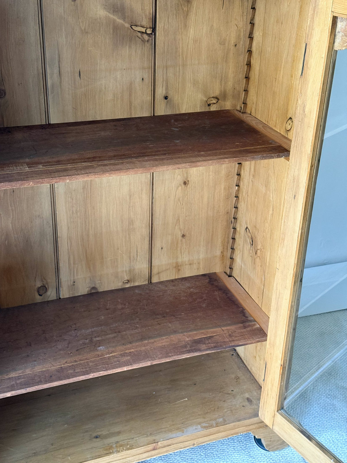 Antique European Pine Bookcase Cabinet