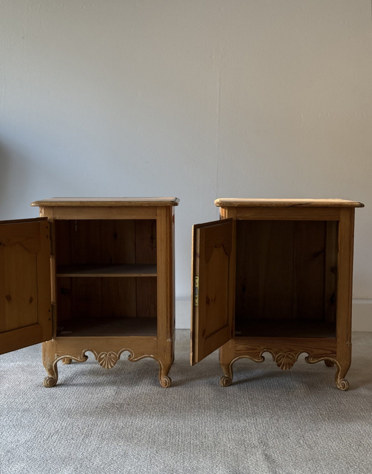 Vintage French Provincial Style Pine Nightstands