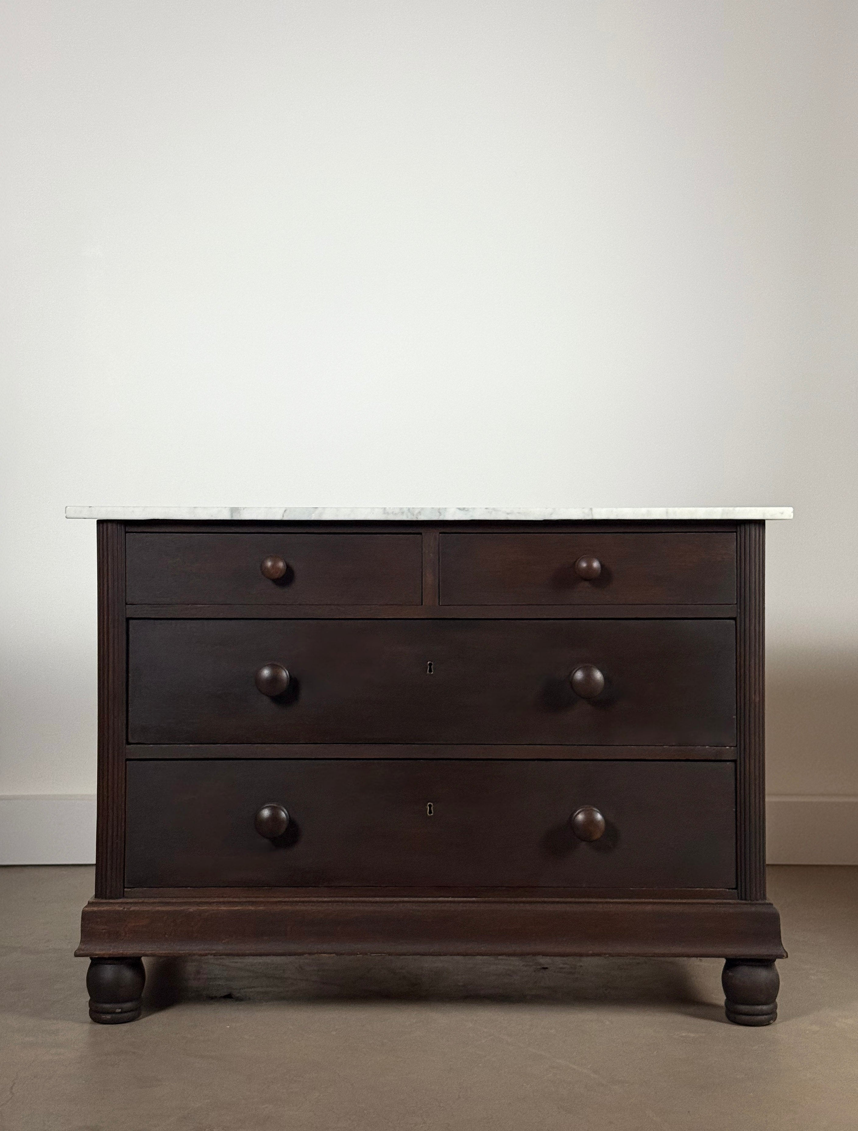 Antique Wood Dresser with Marble Top