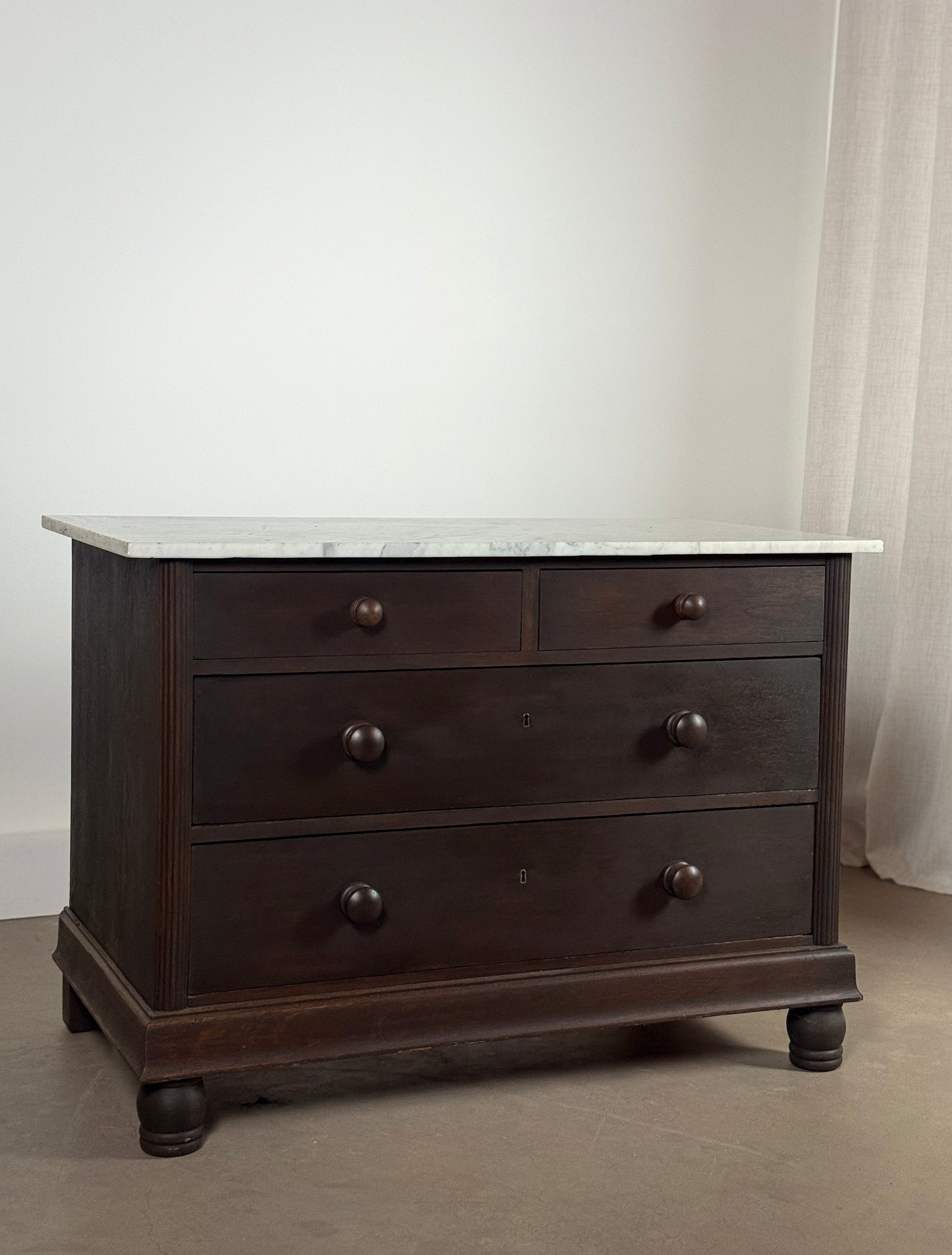 Antique Wood Dresser with Marble Top