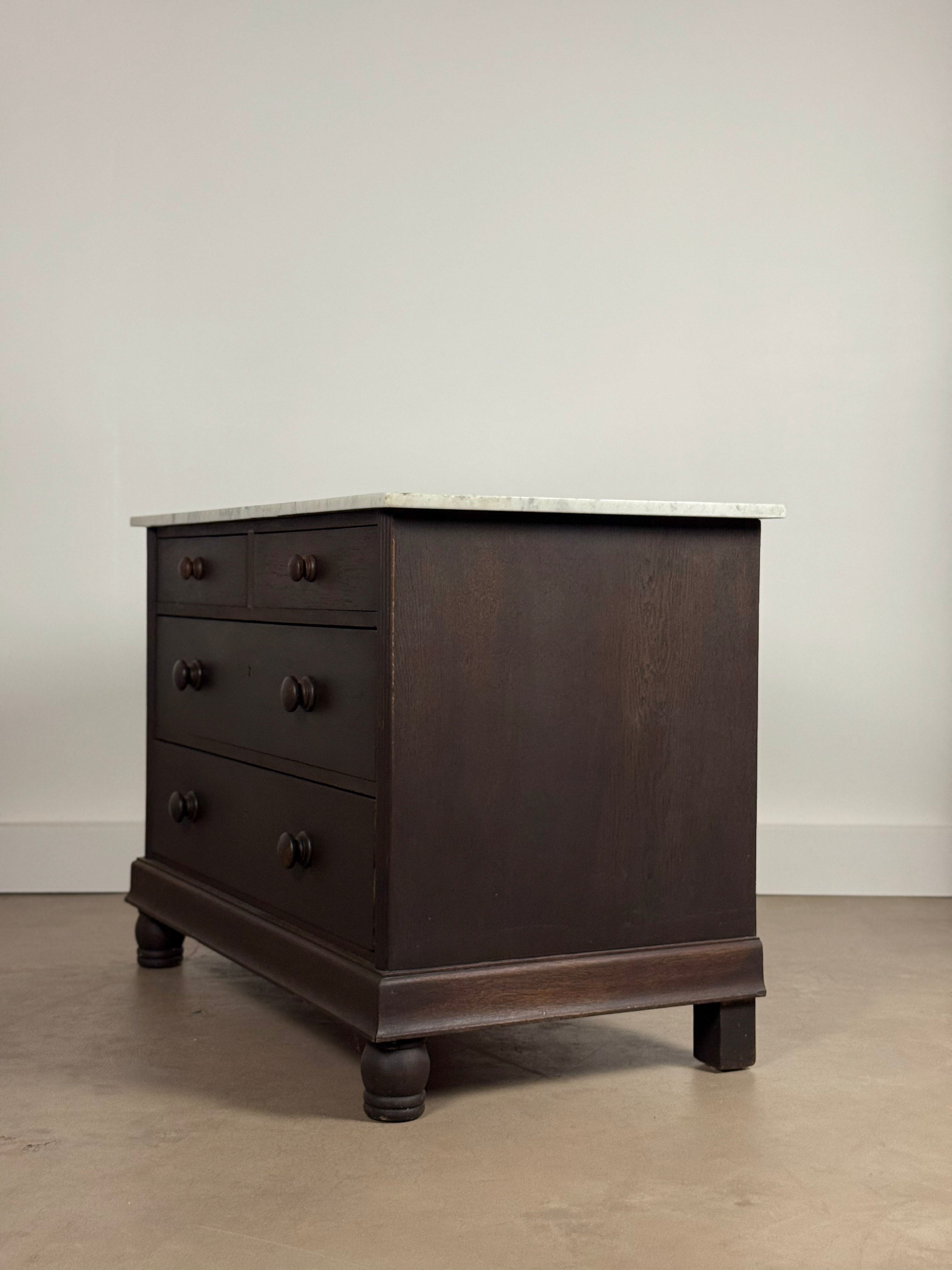 Antique Wood Dresser with Marble Top