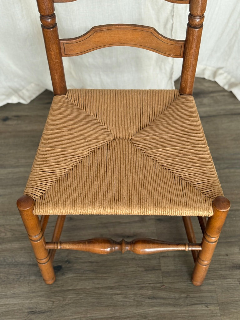 Antique Ladderback Chairs with Rush Seats