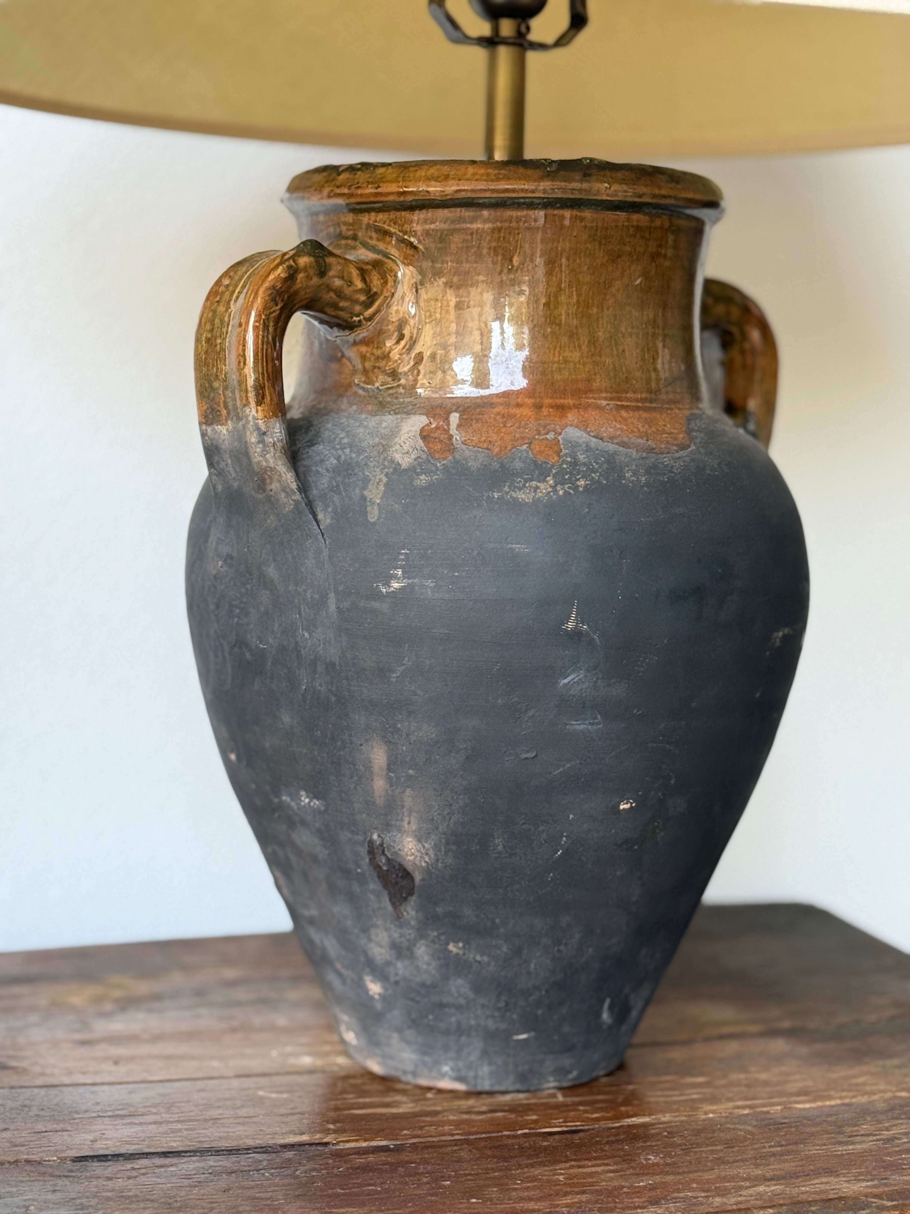 Double Handled Vintage Pot Lamp Base