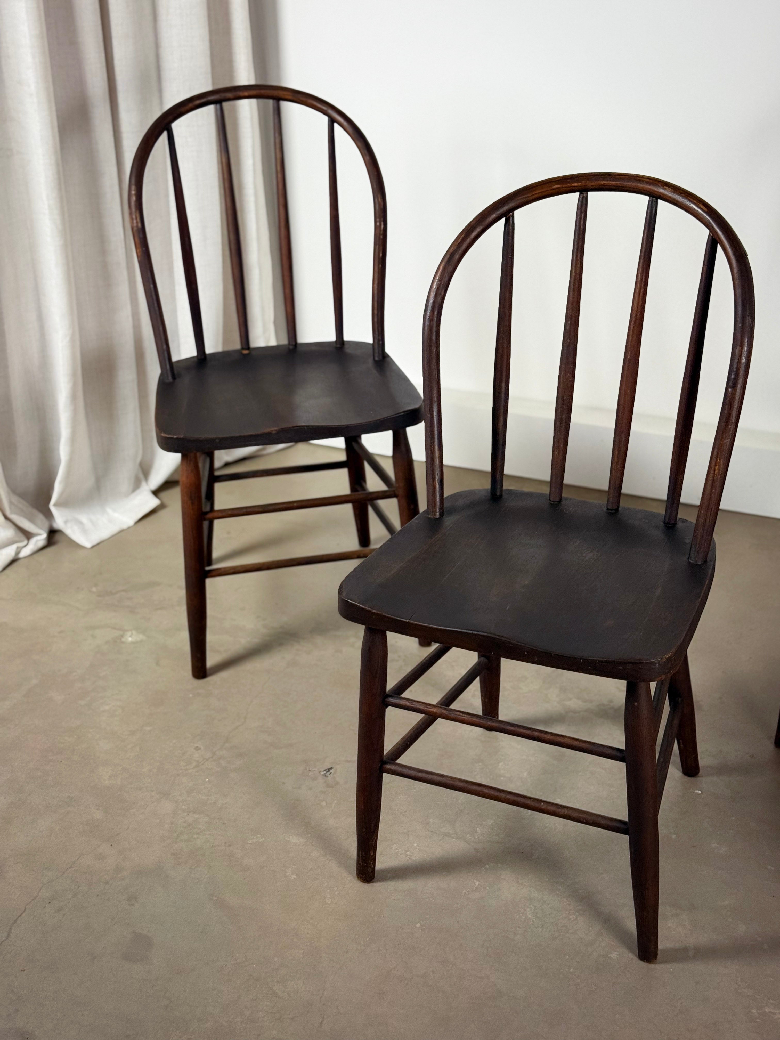 Antique Spindle Back Farm Chairs (set of 4)