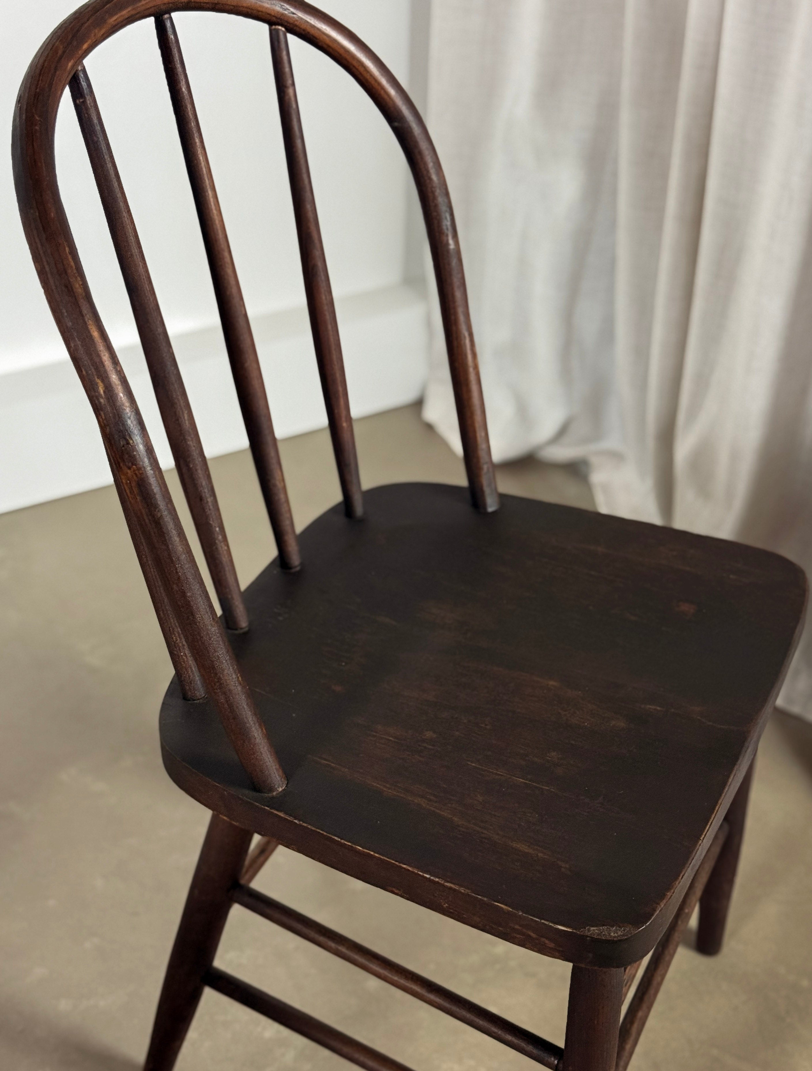 Antique Spindle Back Farm Chairs (set of 4)