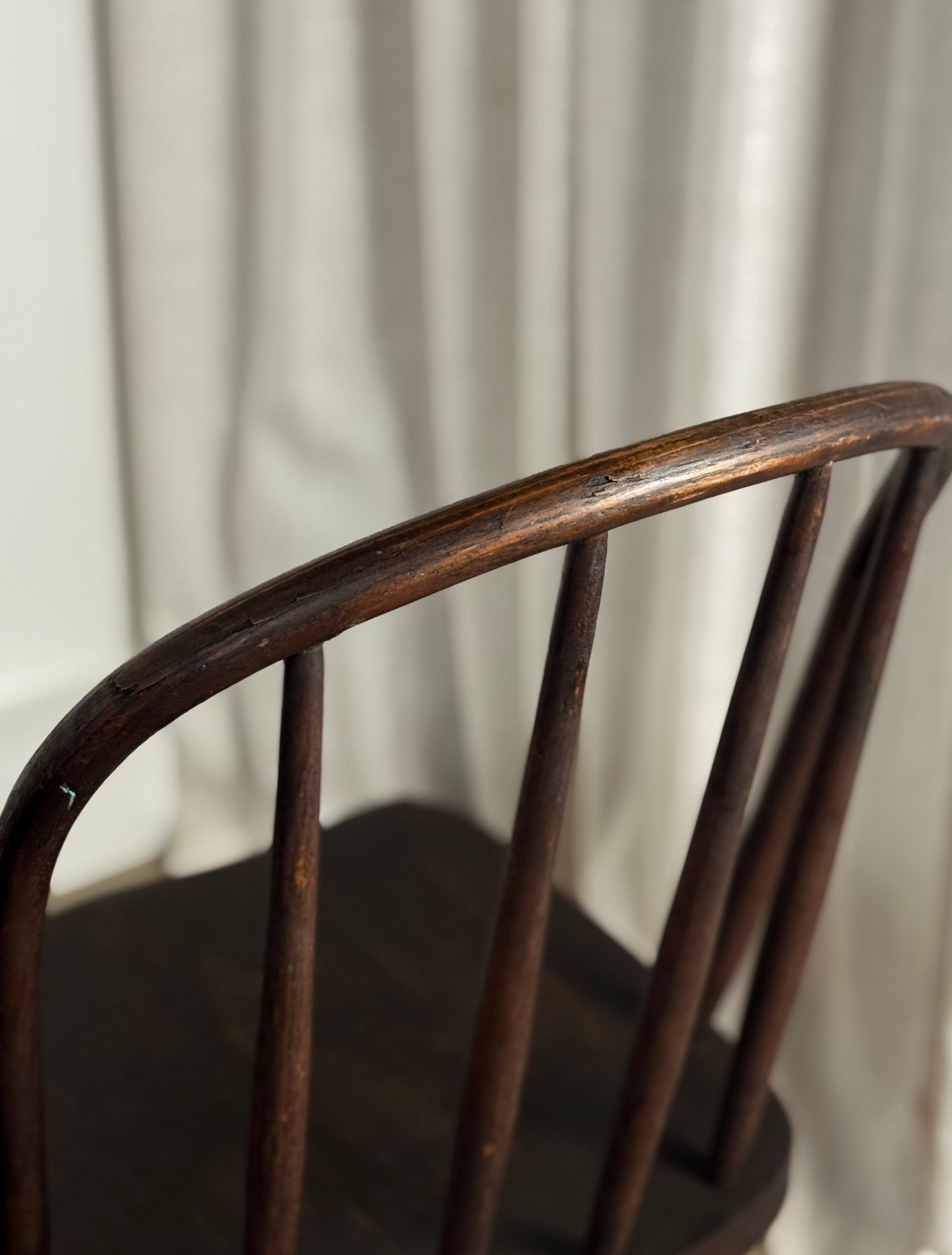 Antique Spindle Back Farm Chairs (set of 4)