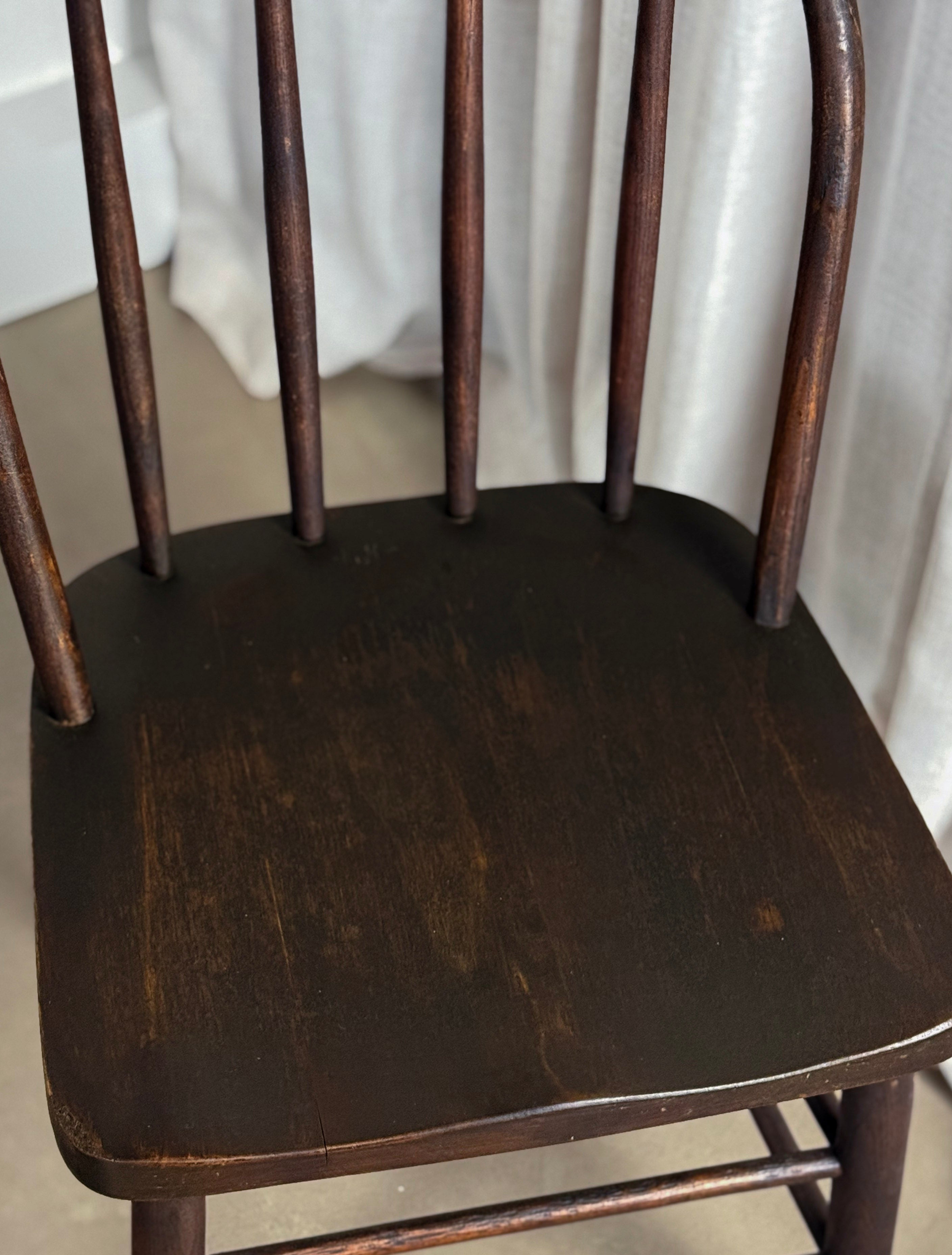 Antique Spindle Back Farm Chairs (set of 4)
