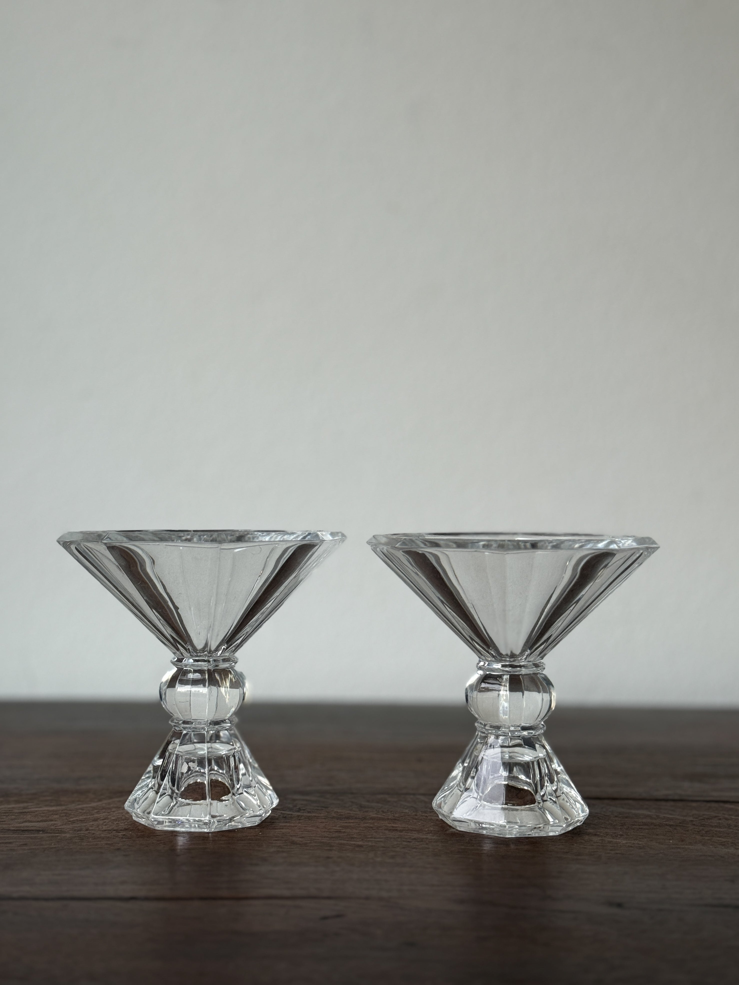 Vintage Crystal Reversible Candle Holders (set)