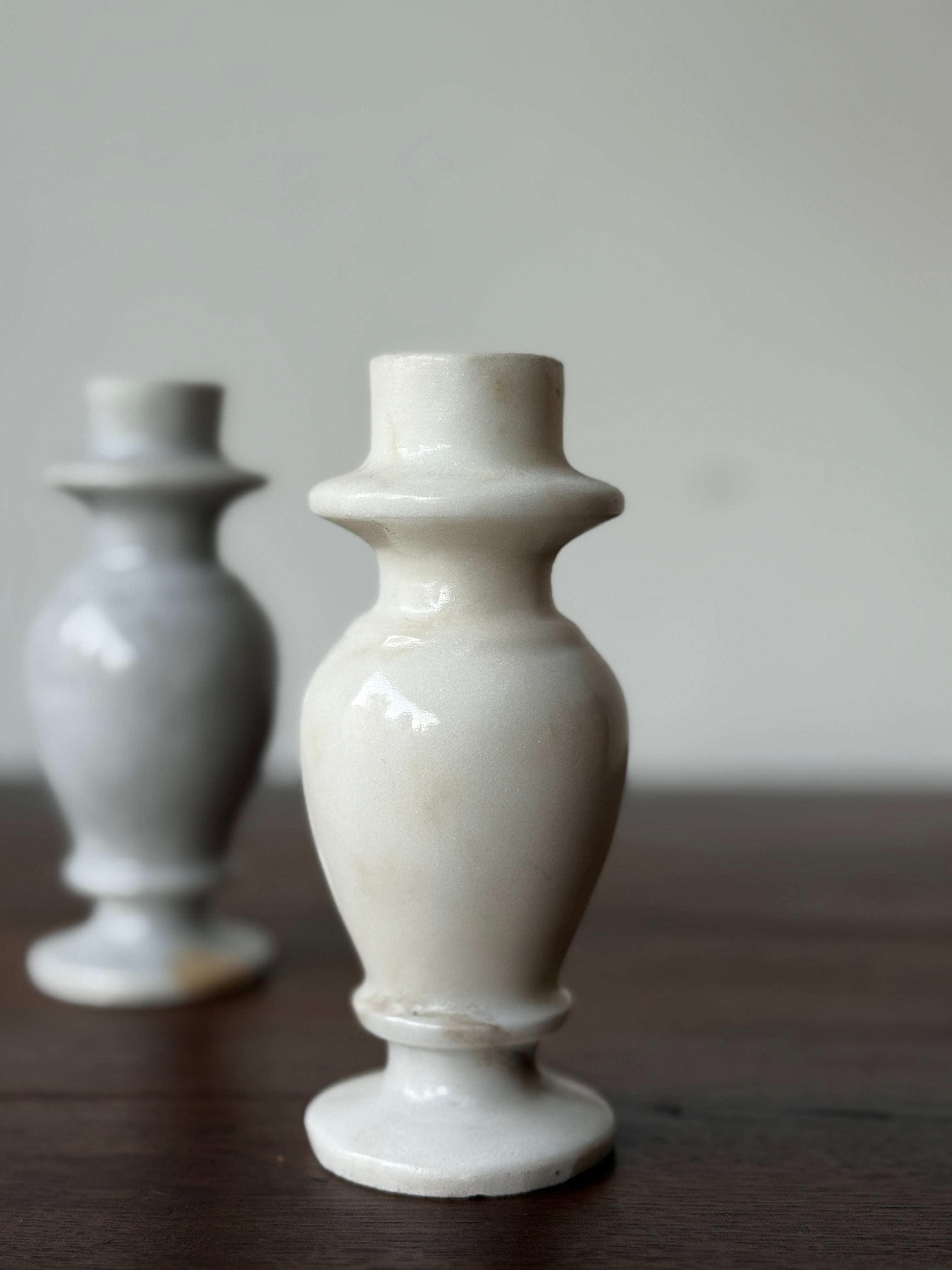 Vintage Marble Pillar Candle Holders (set)