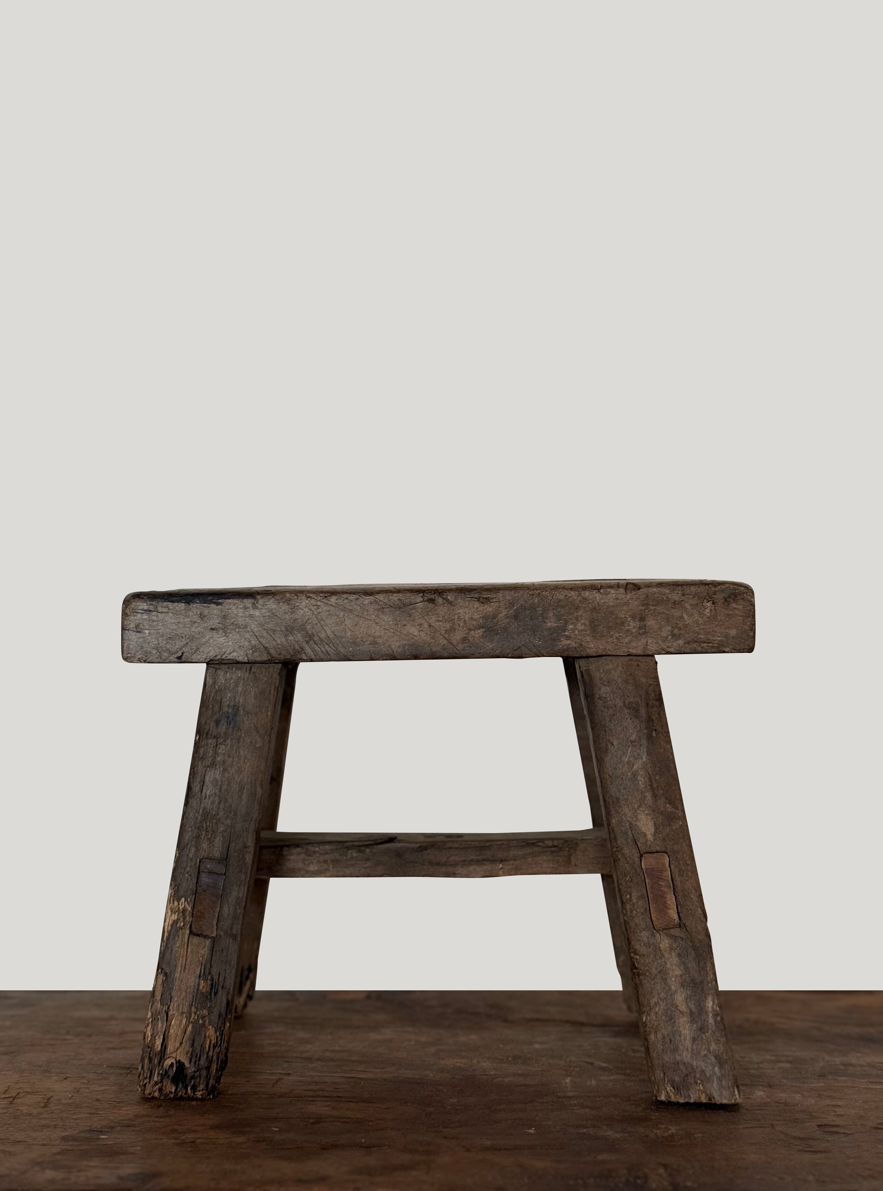 Antique Dark Elm Milking Stool