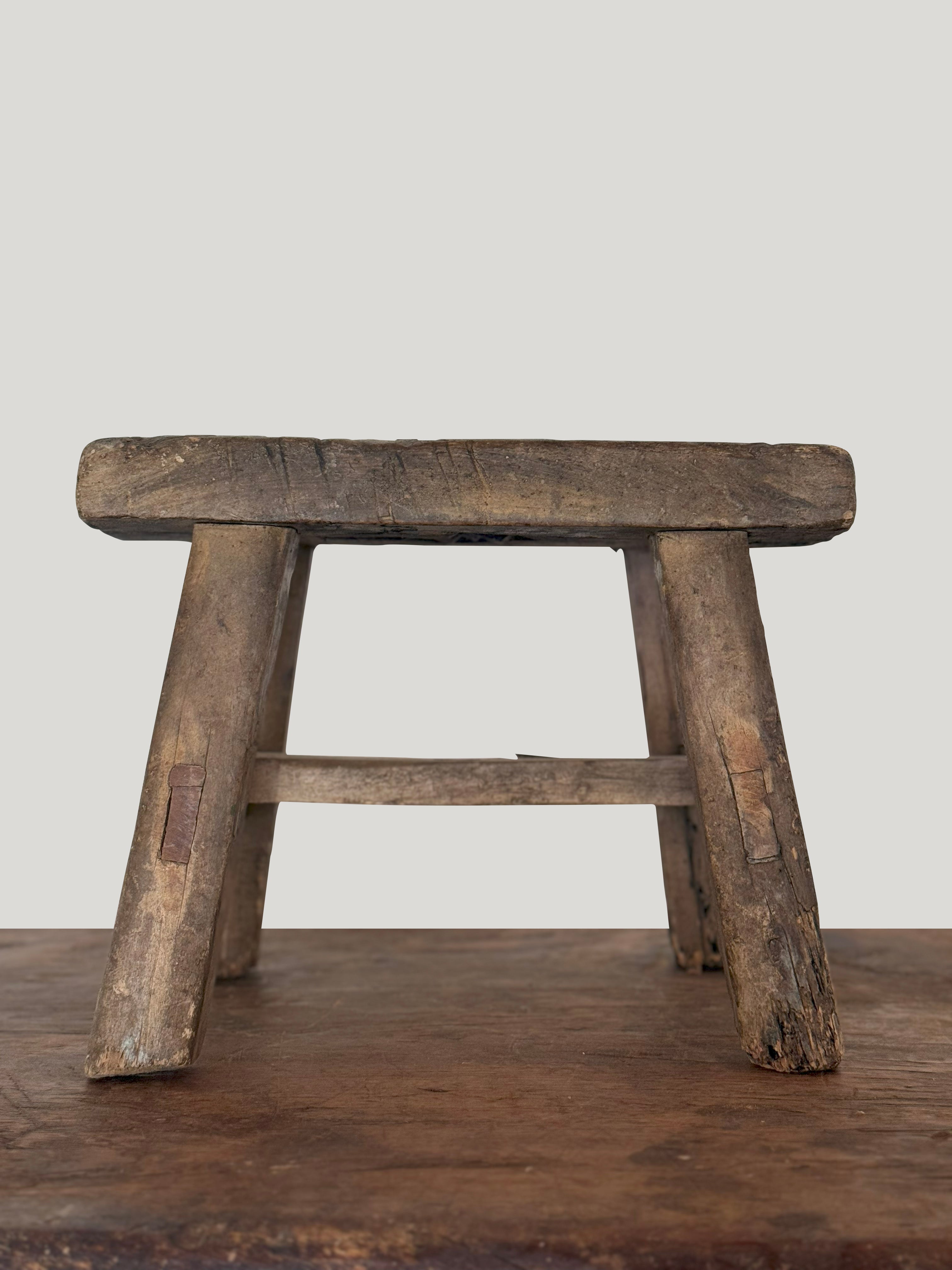 Antique Dark Elm Milking Stool
