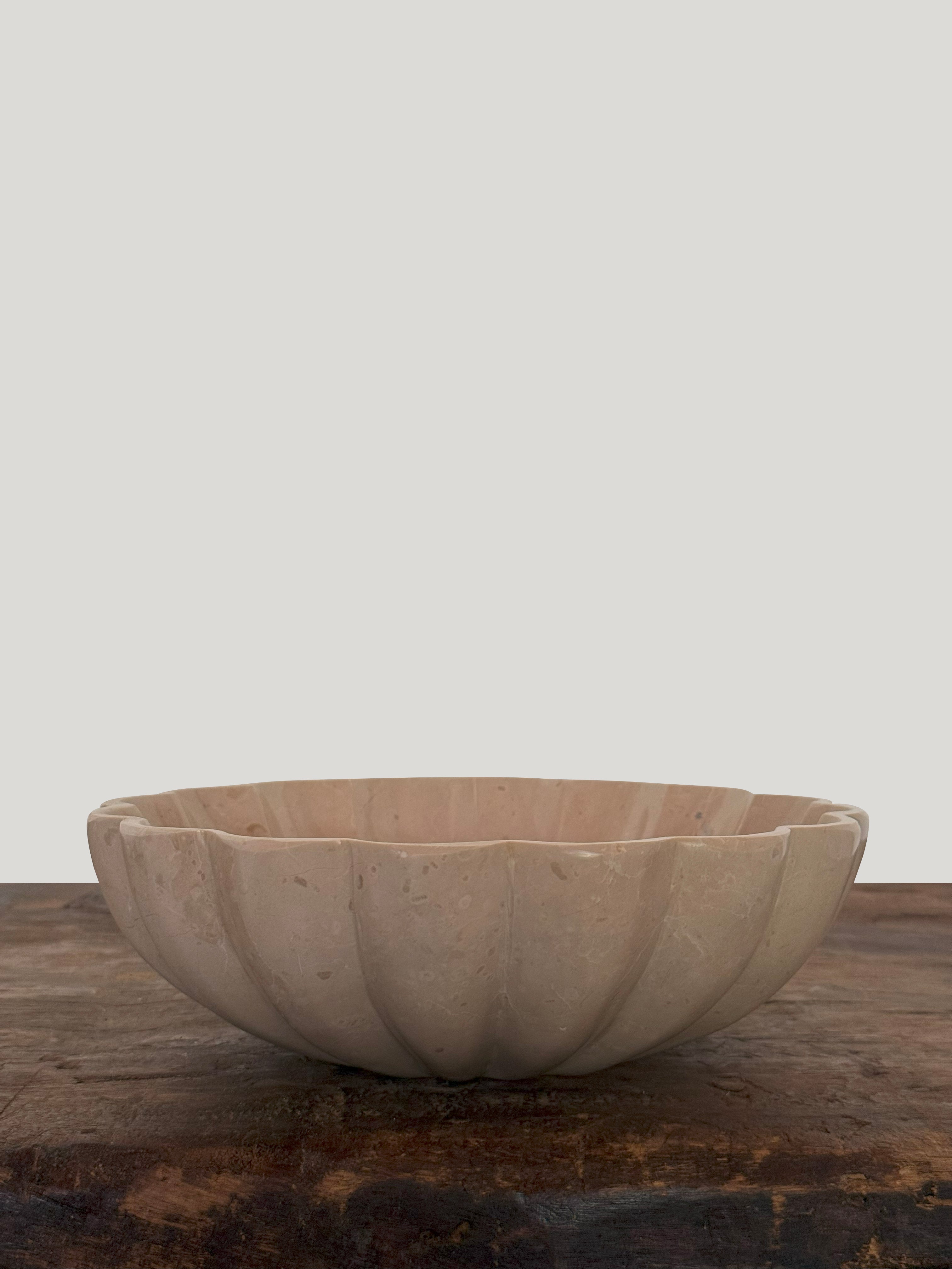 Scalloped Tan Marble Bowl