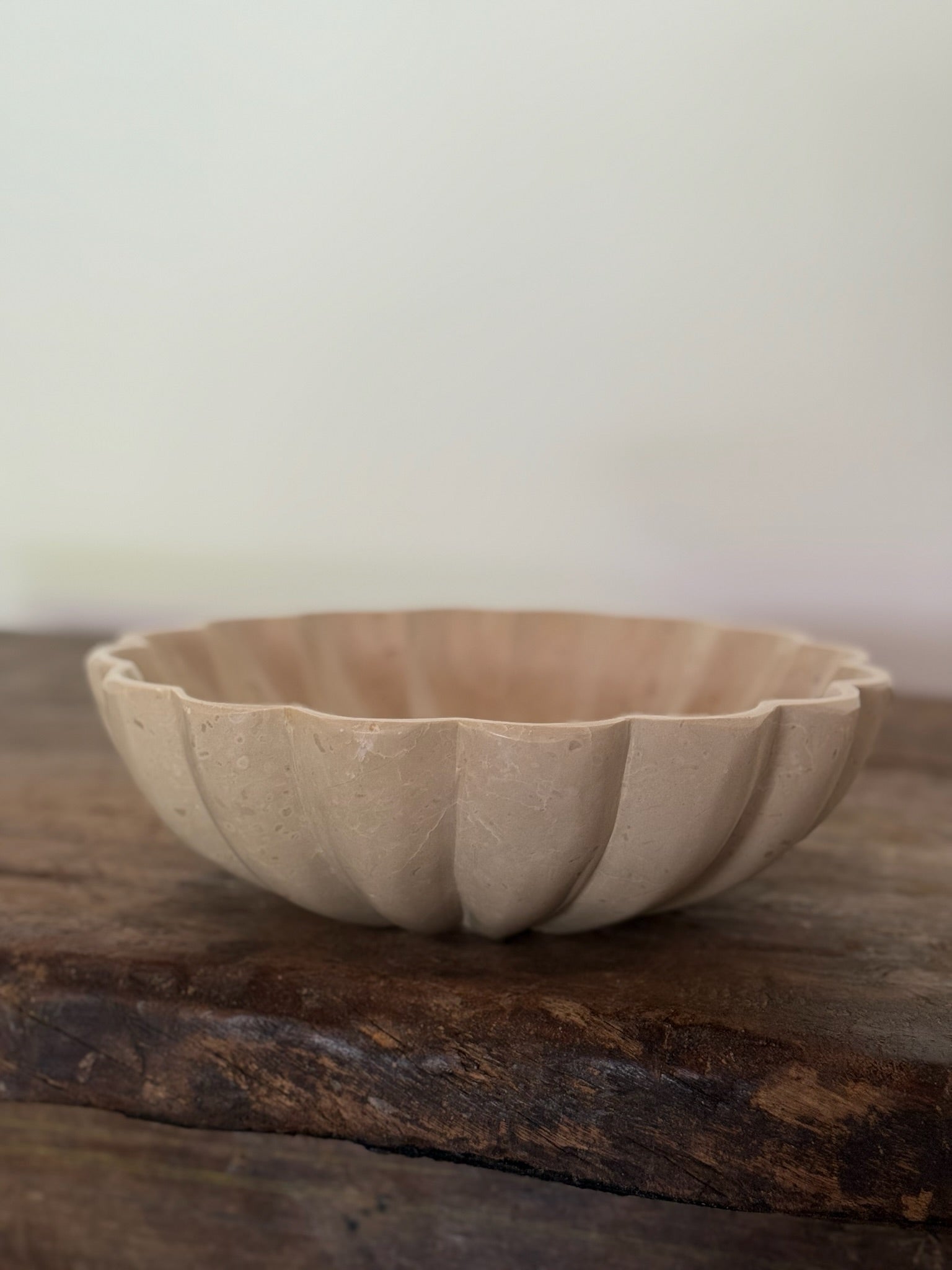 Scalloped Tan Marble Bowl