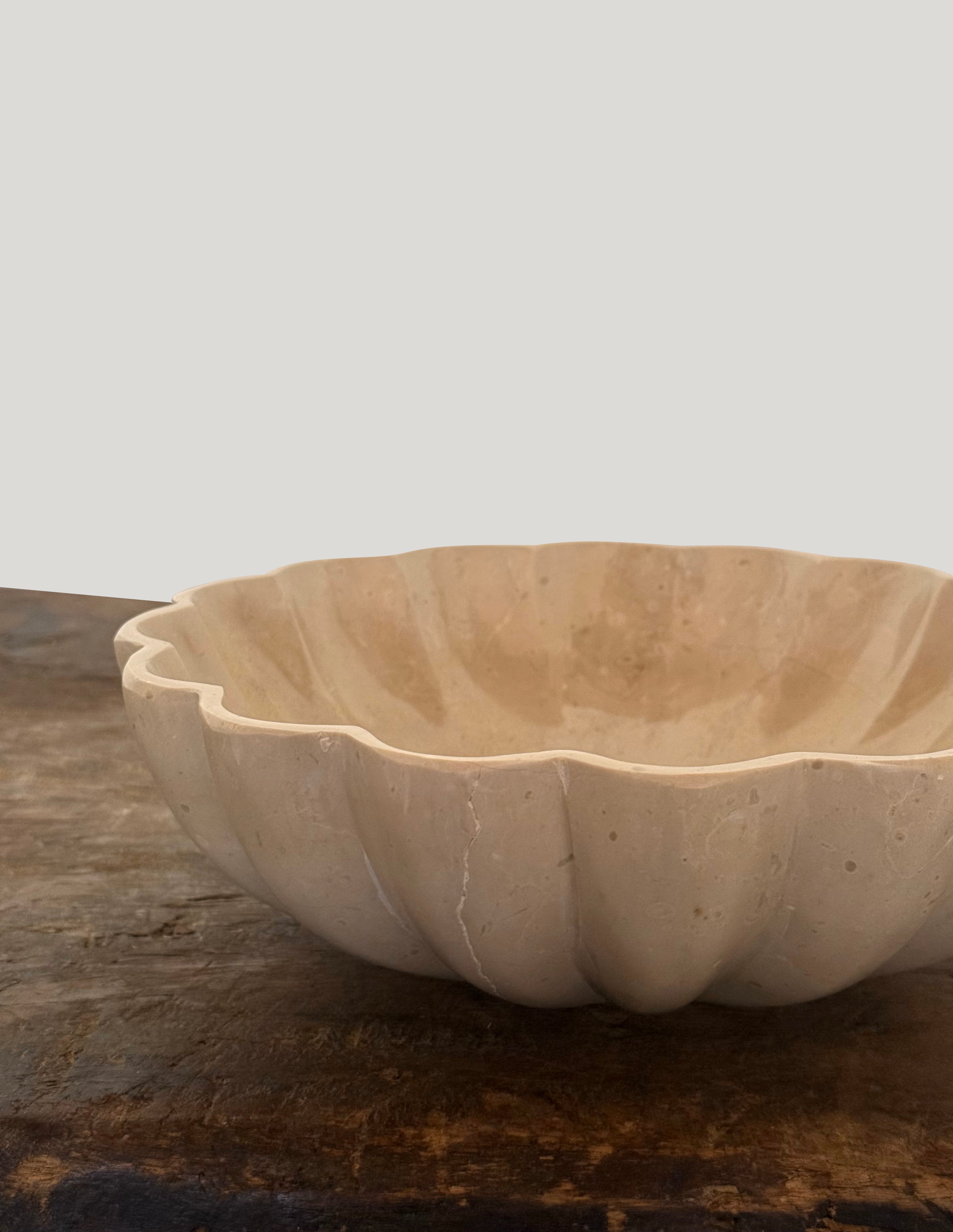Scalloped Tan Marble Bowl