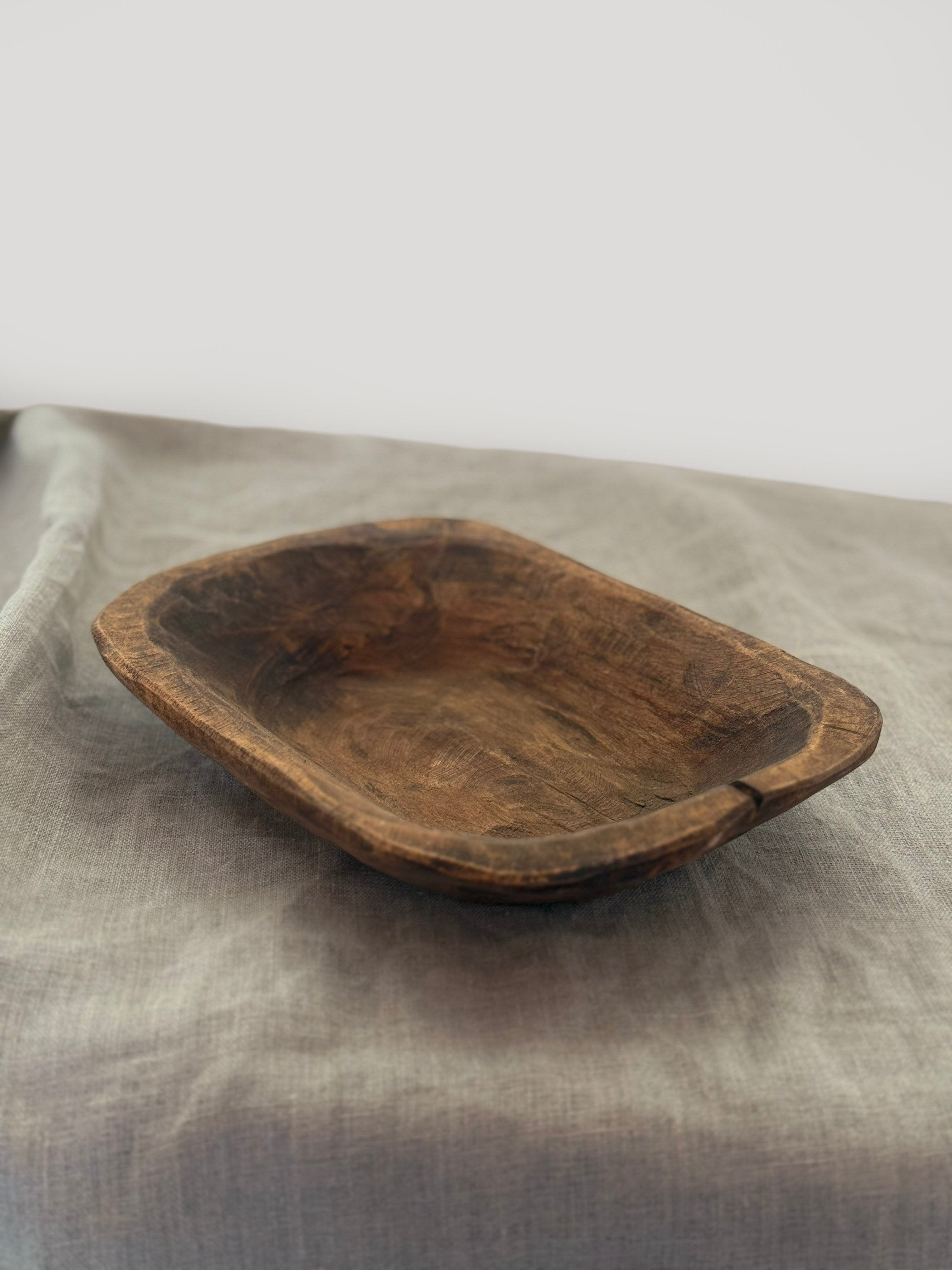 Primitive Style Notched Wood Bowl