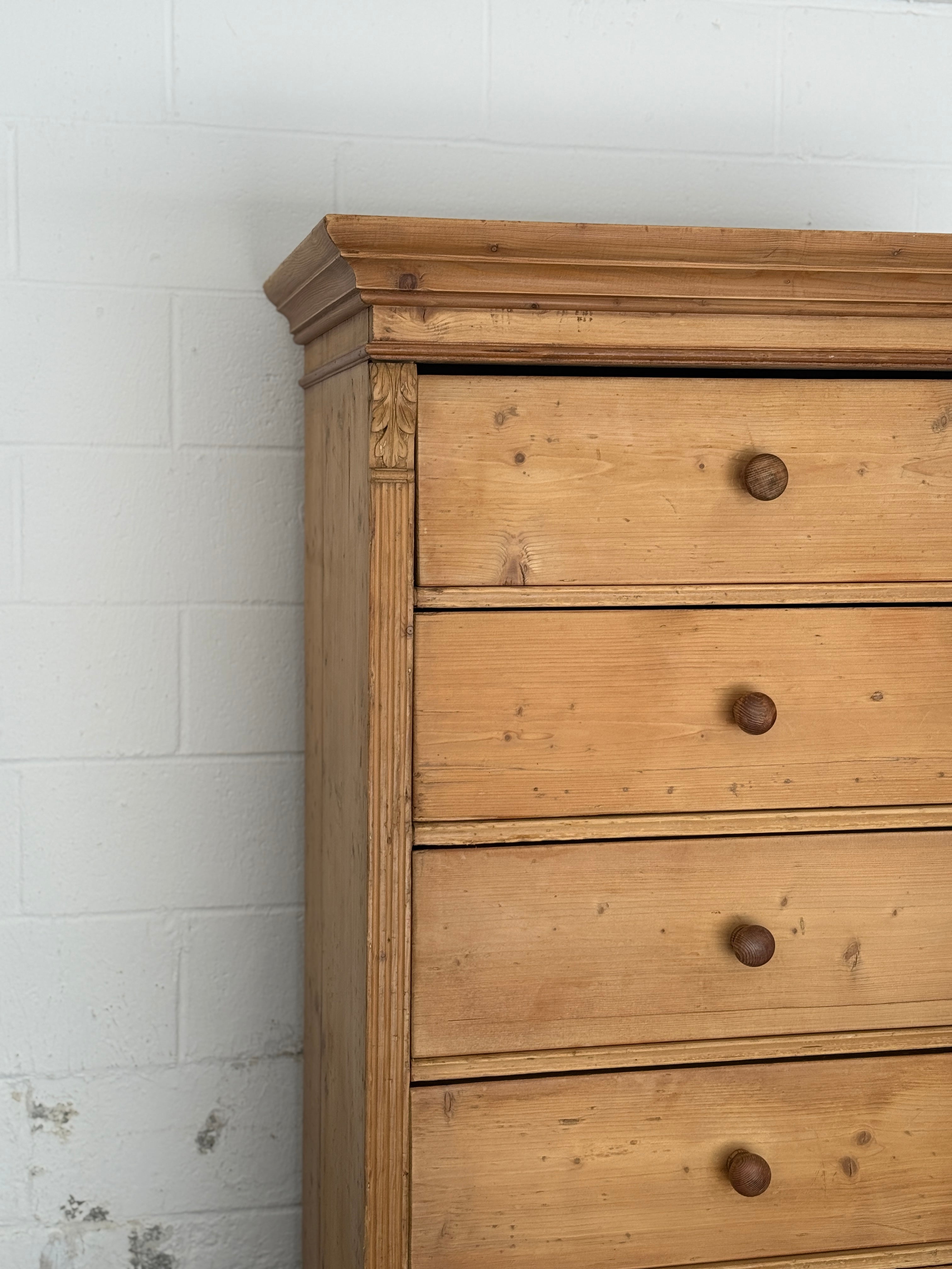 Large Antique Pine Chest of Drawers