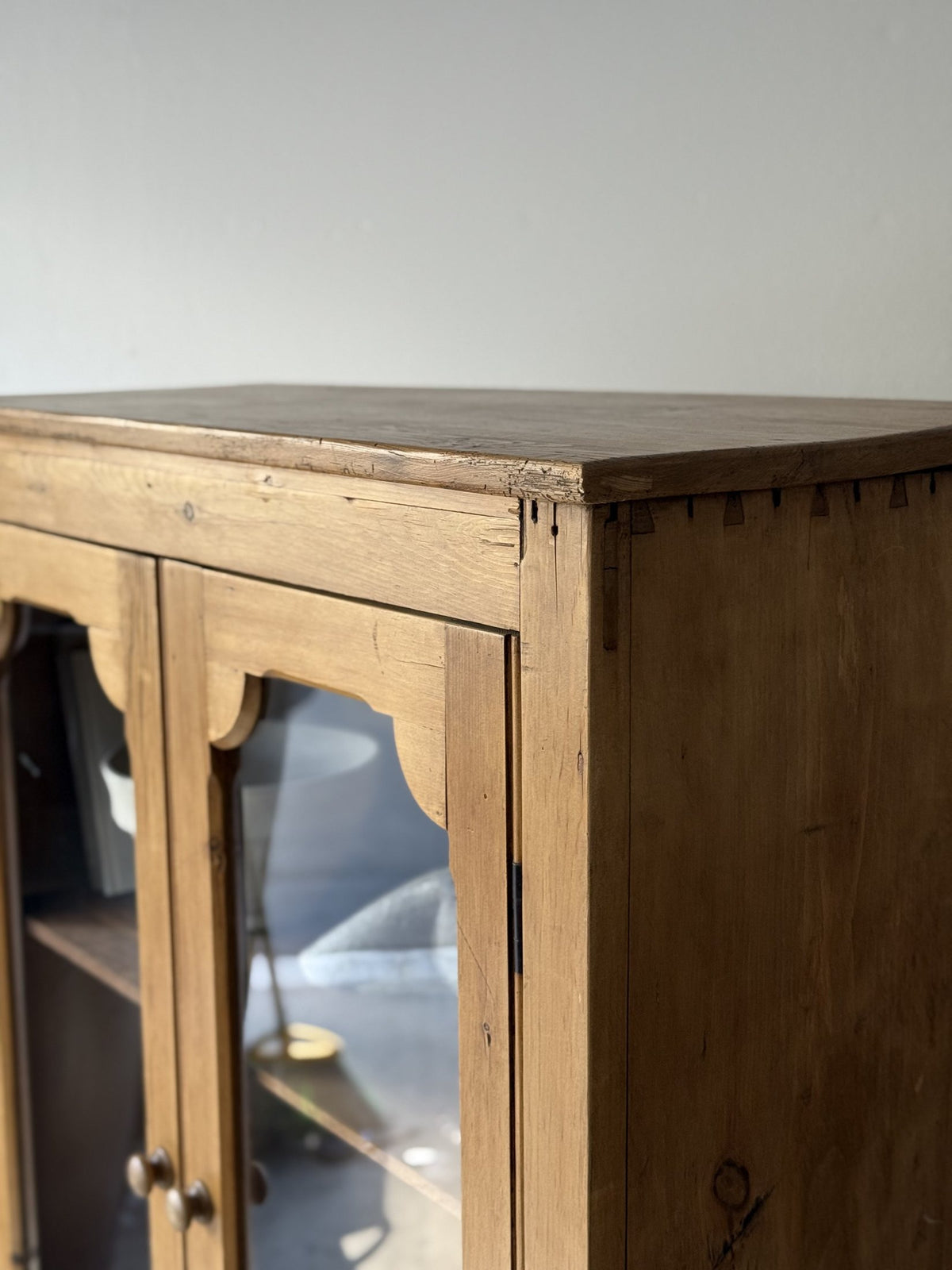 Antique European Pine Bookcase Cabinet