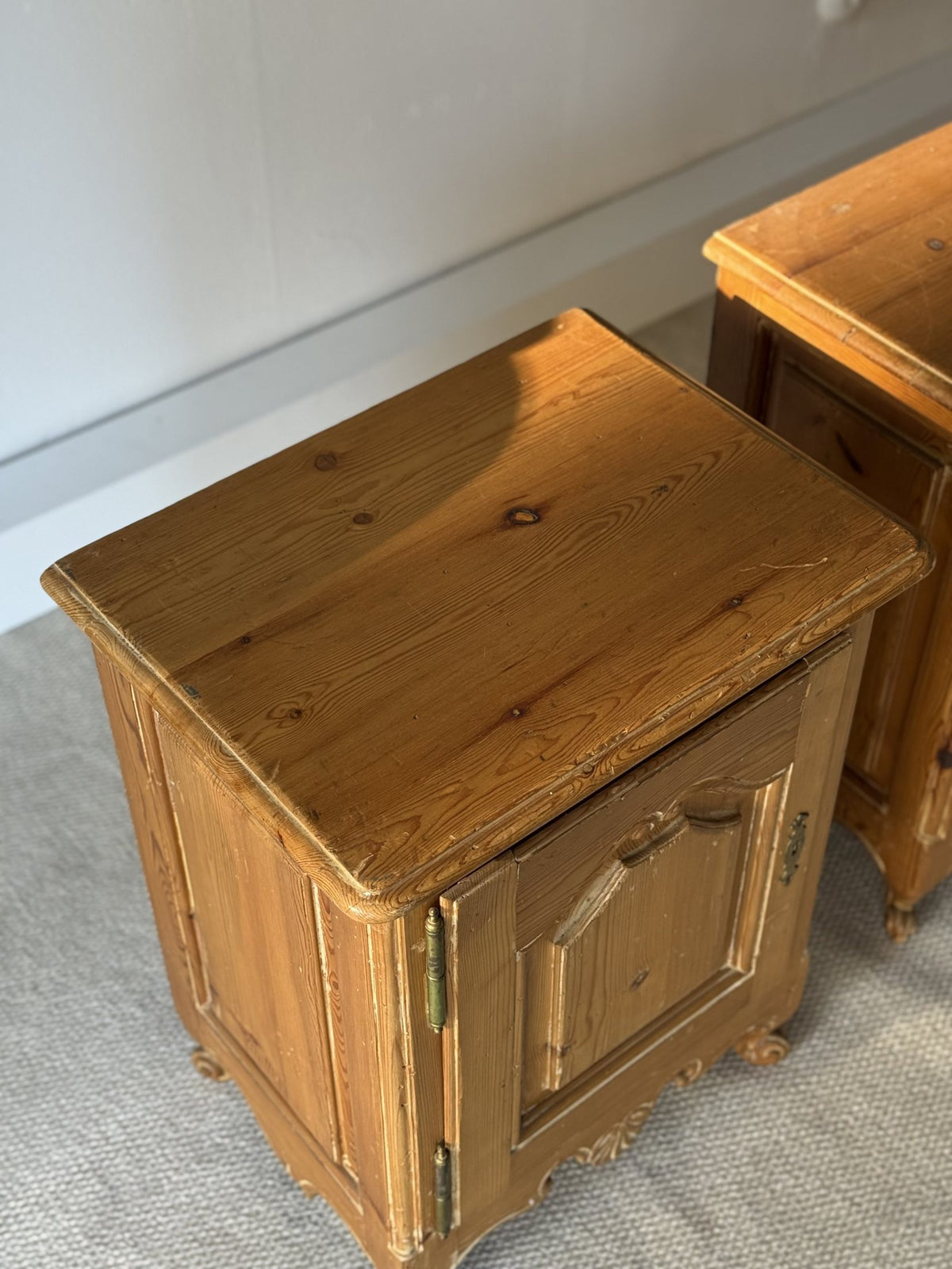 Vintage French Provincial Style Pine Nightstands