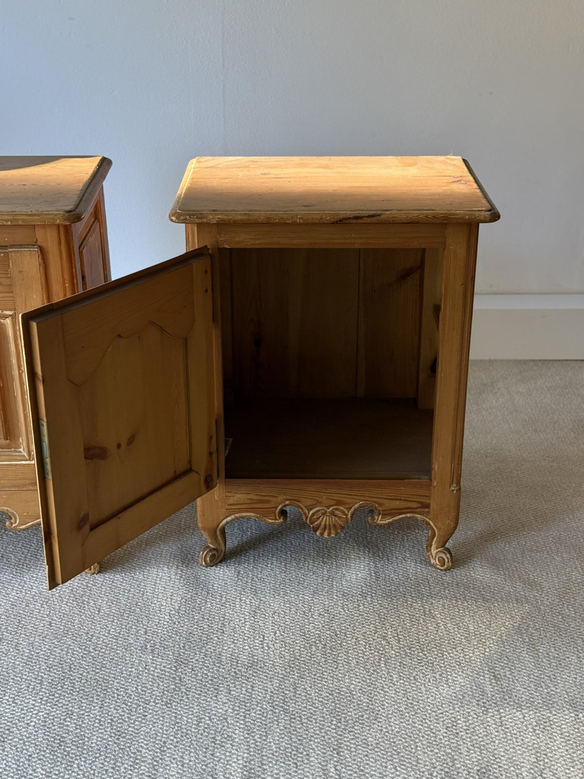 Vintage French Provincial Style Pine Nightstands