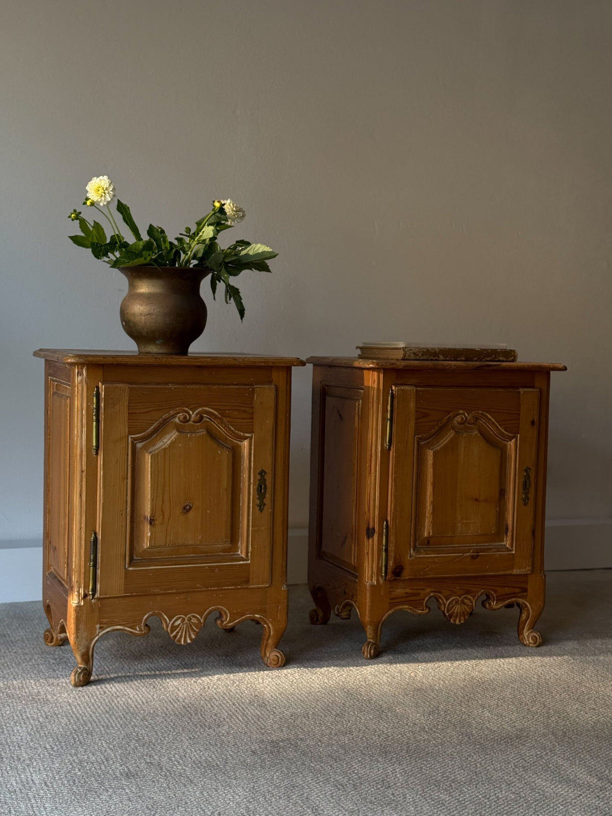 Vintage French Provincial Style Pine Nightstands